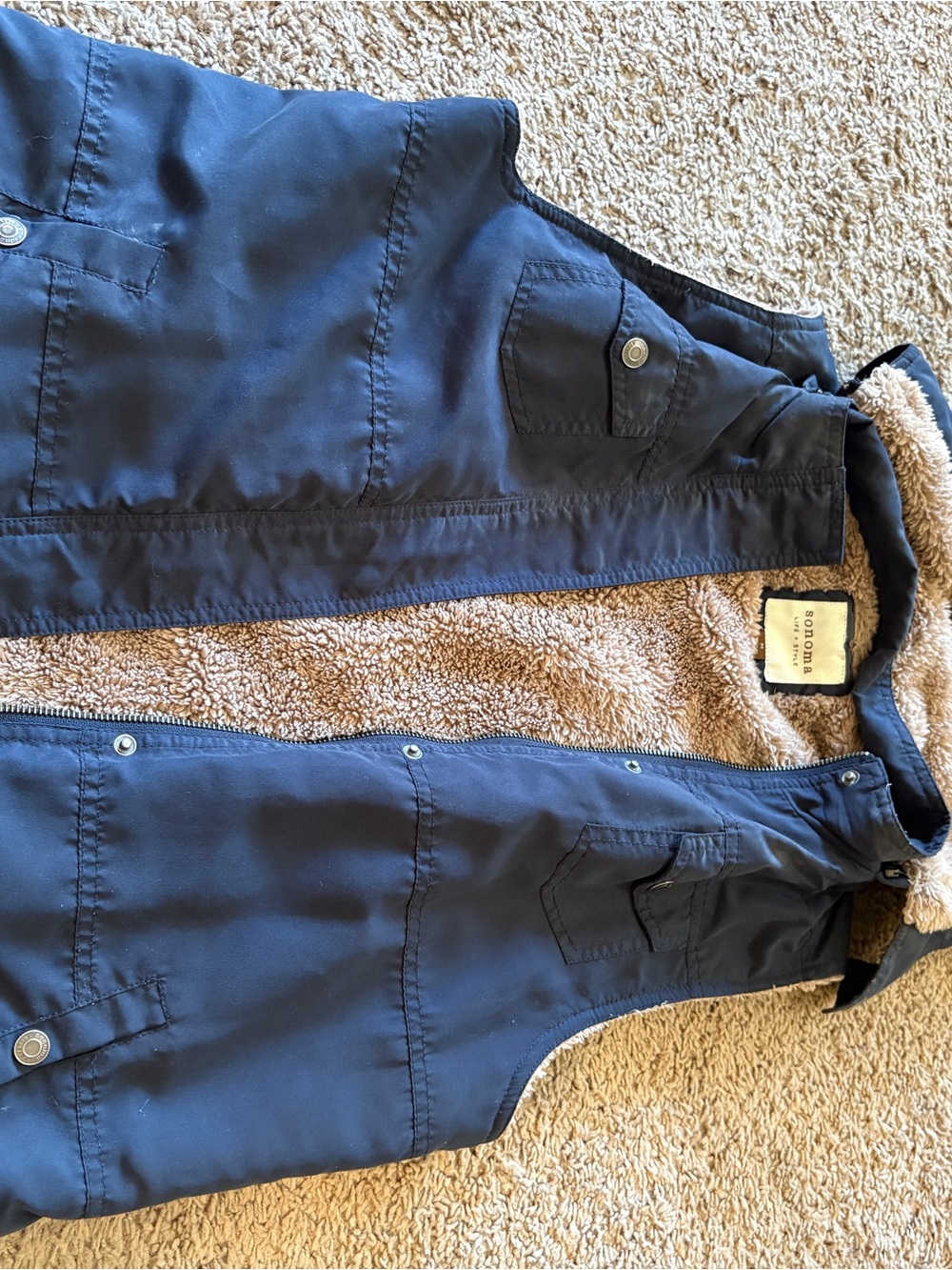 Sonoma Navy Sherpa-Lined Vest